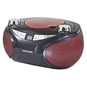 Magnavox MD6949 Portable Top Loading CD Boombox with AM/FM Stereo Radio and Bluetooth Wireless Technology in Red and…