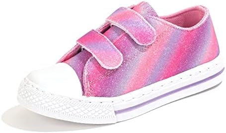 Girls Sneakers and Boys Sneakers Unisex-Child Slip On Canvas Walking Sneakers with Dual Hook and Loops Adjustable Strap Little Kid Shoes Size 13