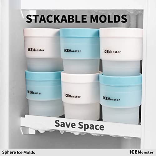 Ice Ball Maker Ice Sphere Molds Whiskey Ice Ball Mold Sphere Ice Mold Round Ice Cube Mold Cocktail Ice Cube Mold For Bourbon Ice Molds Big Ice Cube Stackable Easy Release Ice Cube By Ice Monster #TOP2