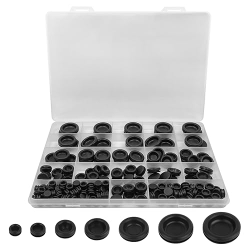 200 Pcs Rubber Grommets for Holes, Electrical Conductor Seal Ring, Silicone Rubber Grommet for Wiring, Closed Hole Plug Assortment Kit for Protecting Wires, Plugs, Cables Holes, 10 Different Sizes
