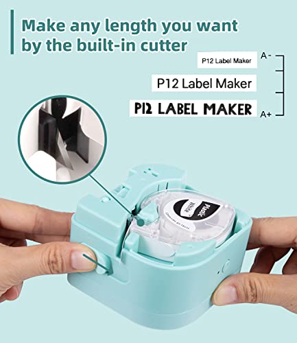 Label-Maker-Phomemo-P12-PRO-Small-Label-Printer-Handheld-Portable-Bluetooth-Label-Maker-Machine-with-Tape-Mini-Printer-for-Small-Business-Home-Office-Compatible-iOS-Android-USB-Rechargeable-Green