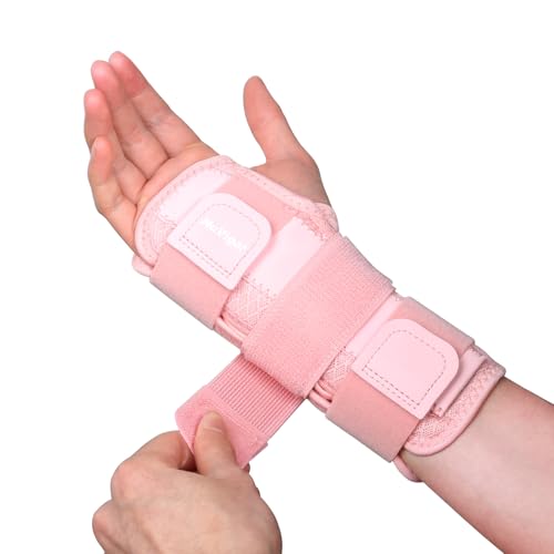 NuVigor Wrist Splints for Carpal Tunnel,Breathable Wrist Brace with Adjustable Straps for Men Women,Left Right Hand Wrist Support for Arthritis,Tendonitis,Pain Relief(Pink,S/M Right Hand)
