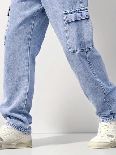 Image of Men's Loose Fit Denim Jeans | Mid Rise Straight Baggy Fit | Stretchable Casual Streetwear Jeans for Men