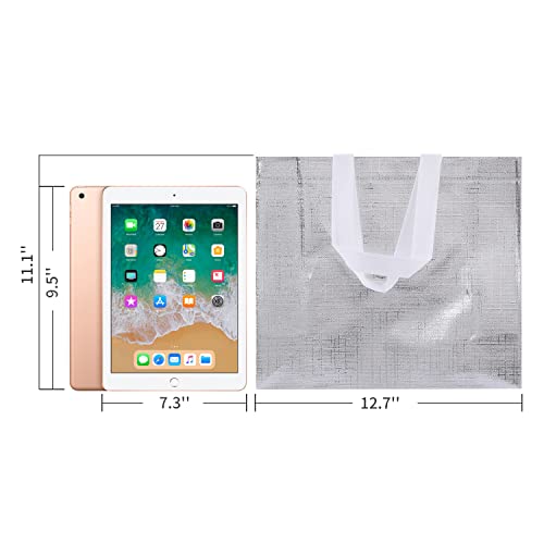 Yhjz 12 Pcs Reusable Gift Bags, Glossy Glitter Reusable Grocery Bag With Handle Non-Woven Shopping Bags Tote Bag For Presents Bridesmaid Birthday Party Wedding (Silver) #TOP1