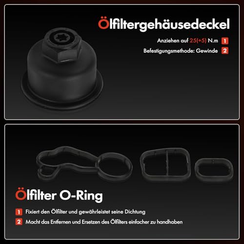 Frankberg ölkühler ölfilter Kompatibel mit M.i.n.i F56 1.5L M.i.n.i F55 1.5L 2 Active Tourer F45 2.0L 2 Gran Tourer F46 2.0L X1 F48 2.0L Replace# 8585237