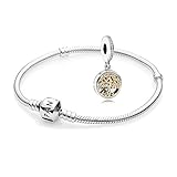  Pandora Original Geschenkset - 1 Silber Armband 590702HV-19 + 1 Silber Charm 791988CZ Vintage Familien Stammbaum