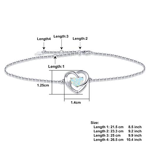 Yzsfmzge Opal Anklet For Women 925 Sterling Silver Adjustable Opal Heart Ankle Bracelets For Women Girls (Large Bracelet) #TOP4