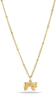 PALMONAS Gilded Bow Necklace for Women - Jewellery Gift for Girls & Women | Waterproof & Anti-Tarnish Bow Pendant Chain, S... Price In India