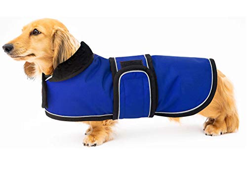 Geyecete - Abrigo Impermeable para Perro Salchicha con Forro Polar cálido, Ropa para Perro al Aire Libre con Bandas Ajustables para Perros medianos y Grandes
