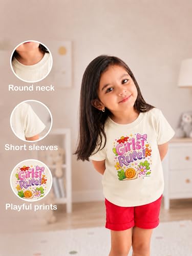 Image of Kidbea Bamboo Kids T-Shirt Ultra-Soft Premium Half Sleeve Graphic Tee for Girls, Casual Summer Wear for Toddlers & Kids