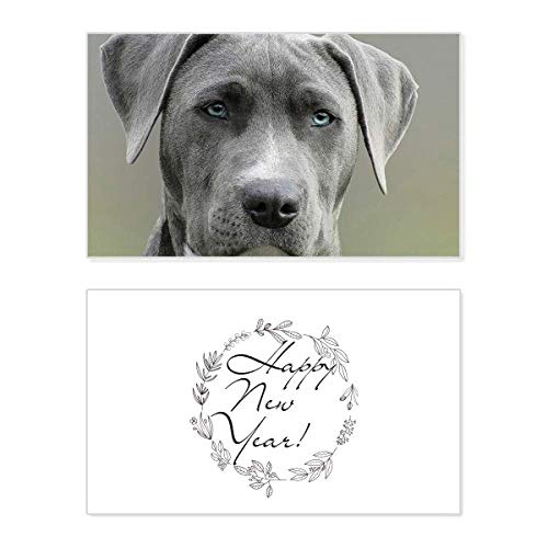 Tarjeta de Año Nuevo Handsome Dog, felicitación con ilustración de perro en inglés para fiestas