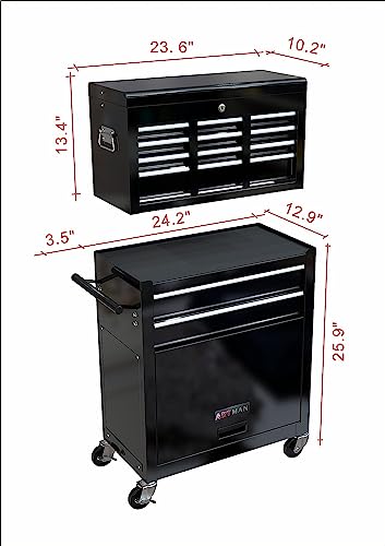 Javhahv 8 Drawer Rolling Tool Box, Tool Box With Wheels And Locking System, High Capacity 2 In 1 Detachable Tool Cabinets On Wheels For Workshop Mechanics Garage (8 Drawers, Black) #TOP5