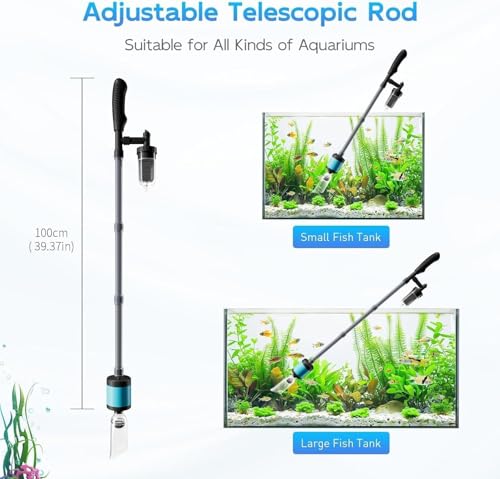 Image of 729GPH /15W Aquarium Gravel Vacuum - 6-in-1 Electric Siphon Pump & Fish Tank Cleaning Kit with Upgraded Variable Frequency Motor for Water Changing, Sand Washing & Waste Removal