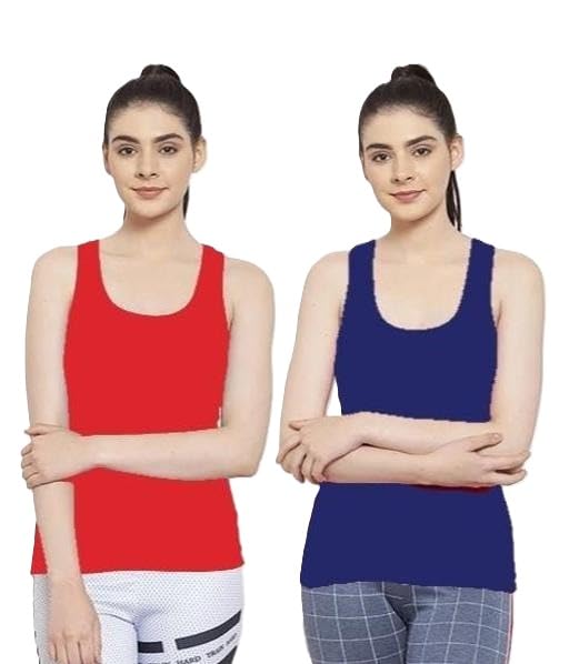 Women Cotton Blend Camisole Pack of 2 Stylish Sleeveless Tank Top Spaghetti Strap Inner Vest for Girls & Women-image-46