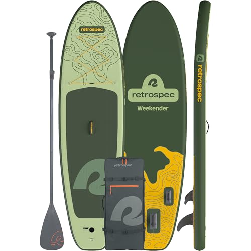 Retrospec Weekender Inflatable Stand Up Paddle Board Includes Paddle, Pump, Travel Bag and Accessories 10’6” Lightweight Inflatable SUP, Puncture Resistant Inflatable Paddle Board for Adults by Retrospec - Used condition - US$164.49