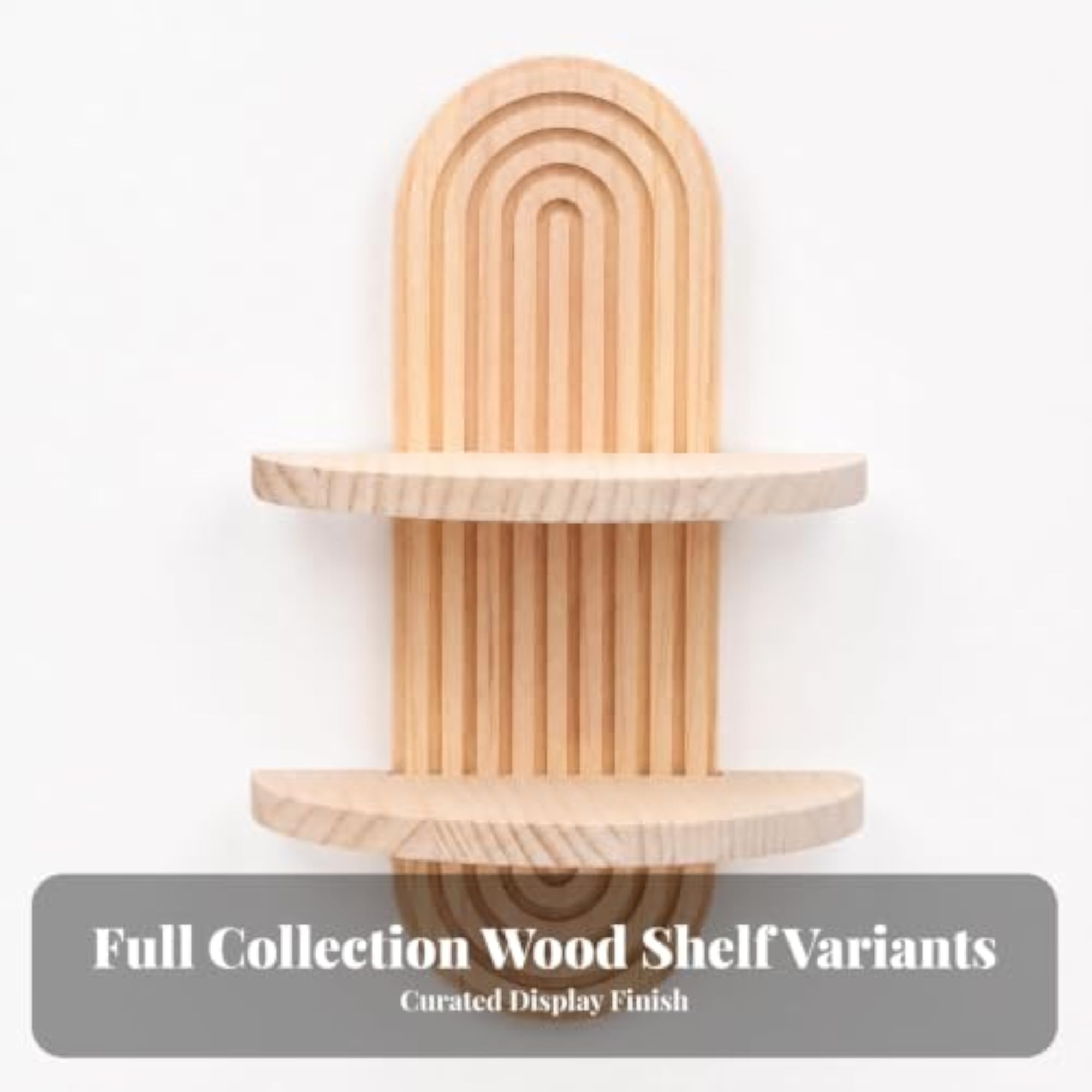 Wood Grain Lotus Silhouette Shelf with Leaf Detailing