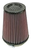 K&N RP-4980 Universal Clamp-On Air Filter: Round Tapered; 4 in (102 mm) Flange ID; 6.5 in (165 mm) Height; 5.375 in (137 mm) Base; 4 in (102 mm) Top