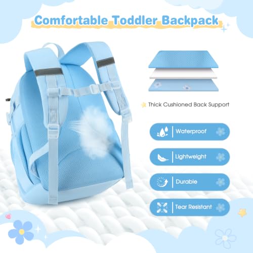 Image of DIGOBAY Backpack for Girls 6-8, 3PCS Embroidery Toddler Girls Backpack with Lunch Bag Pencil Case, 15.7 inch Kids School Bookbag for Preschool Kindergarten Elementary Daycare Backpacks, BLue Flower