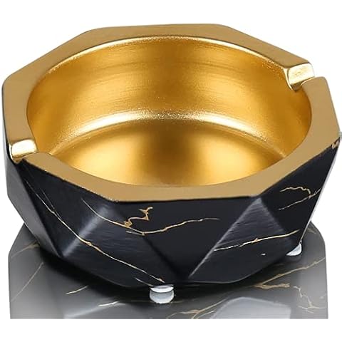 Amzcku Ceramic Ashtray, BLACK Cigarette Ash Tray, Home, and Office Decoration Porcelain Gift, Marble ashtray is suitable for Patio,Outside,Indoor and Garden ,Porch,Home Decor Cover