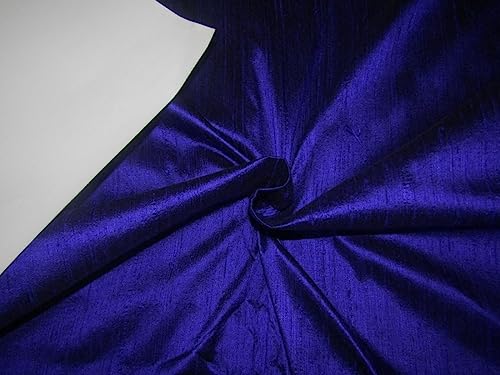 Tissu pure soie bleu roi noir Dupioni MM117 d'exception pour haute couture