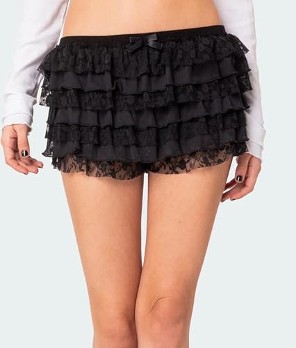 Nufiwi Women Lolita Bloomers Cute Ruffle Shorts Lace Trim Pumpkin Pants Sexy Boyshorts Layered Bottoms Y2K Fairy Sweet Pettipants thumb #1