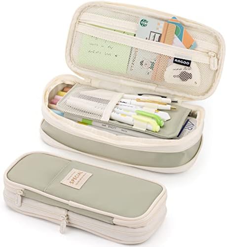 EASTHILL Big Capacity Pencil Case Large Pencil Pouch Stationery Pen Bag for Teen Girls-Green