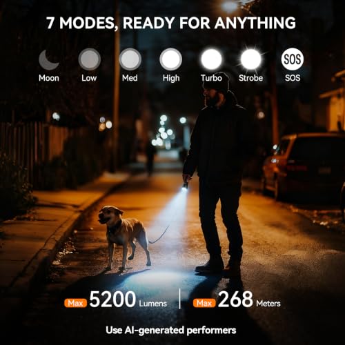 TUNENGE M5 5200 High Lumen LED Flashlight, USB-C Rechargeable Holding Flashlights & Magnet, Super Bright Tactics Flash Light, EDC Dual-Light for Outdoor, Emergency, Inspection,Camping — view 5