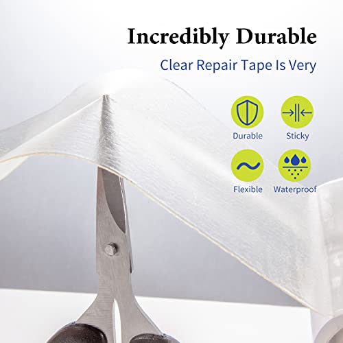 Tigilt Vinyl Repair Tape Tenacious Clear Patch Repair Tape Rv Awning Fabric Repair Tape Canvas Tarp Canopy Tent Sail Boat Cover Pop Up Camper Air Mattress Patch Kit - Waterproof Tape, 1 Roll, 3.3Ft #TOP2