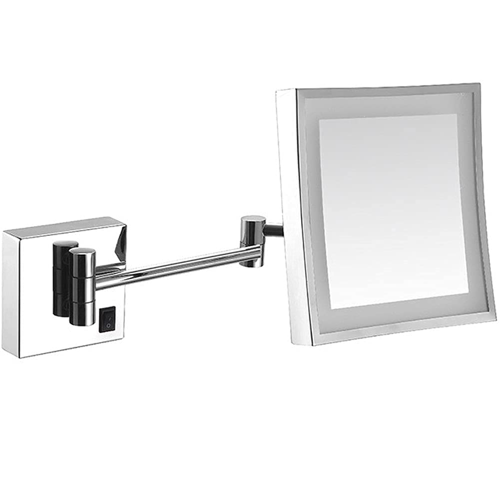 Miroir mural LED carré extensible pour un rasage et maquillage impeccables à la maison