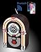 CD Jukebox with Bluetooth, Mini Digital Tabletop Juke Box Speaker Retro Look, Vintage FM Radio Wireless for Home, AUX-in Port and Color Changing LED Lights