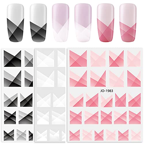 9 Piezas/216 Pegatinas de Punta de Uñas Francesas, Plantilla de Pegatinas de Uñas Francesas, Pegatinas de Uñas Autoadhesivas, Pegatinas de Uñas Francesas Autoadhesivas (3 Colores) Cover