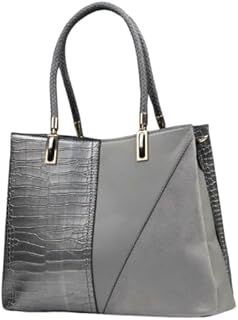 شنطة يد وكتف - تطعيم ثلاثى - جلد مغطى بطبقة PU مضادة للخدش والماء - مقاس 36 × 30 - مقسمة من الداخل 3 جيوب - جيب خلفي منفصل - 1010- رمادى