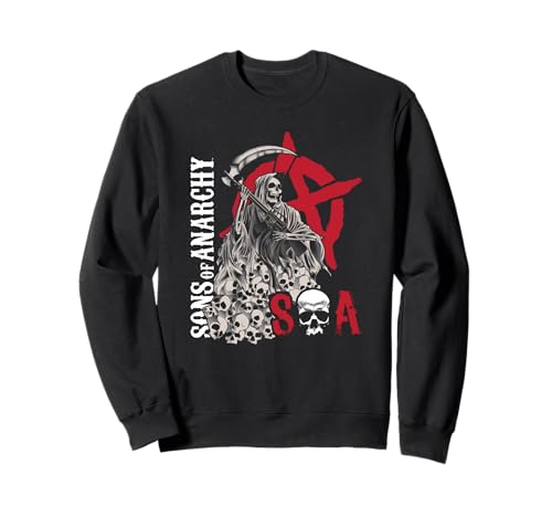 Image of Sons of Anarchy Grim Reaper Pile of Skulls Biker TV Show Sweatshirt