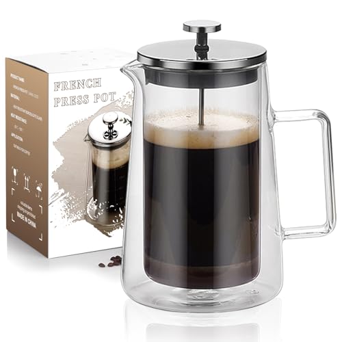 HOOVIEN French Press Coffee Maker 22Oz - Double-Wa