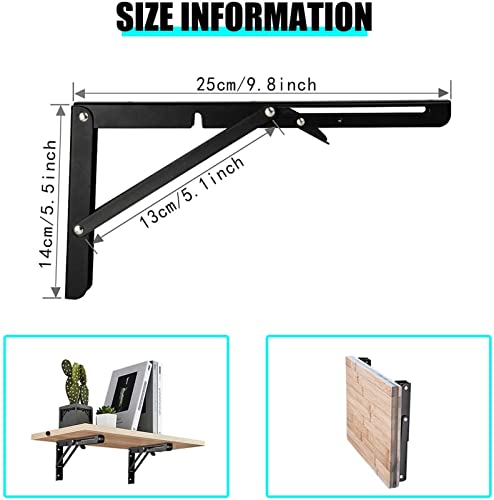 Table de table murale pliante avec support triangle 25cm acier pour petit espace - 3