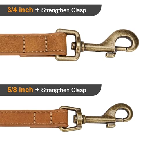 Image of Didog PU Leather Dog Leash for Small Dogs, 5 /8in x 5ft, Light Brown