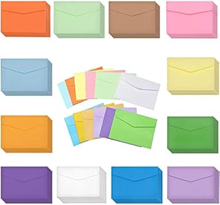 OMIGA 60 Pieces Small Mini Envelopes Coloured Envelope 4.6 x 3.2 Inch DIY Blank Cards for Christmas Thanksgiving Wedding Birthday Party Supplies and Invitations (12 Colors)