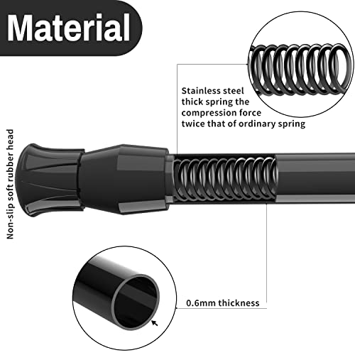2 Aste Di Tensione A Molla, 60 – 100 Cm, Regolabili In Pressione Espandibile, Colore Nero, Per Cucina, Bagno, Finestra, Casa - 3