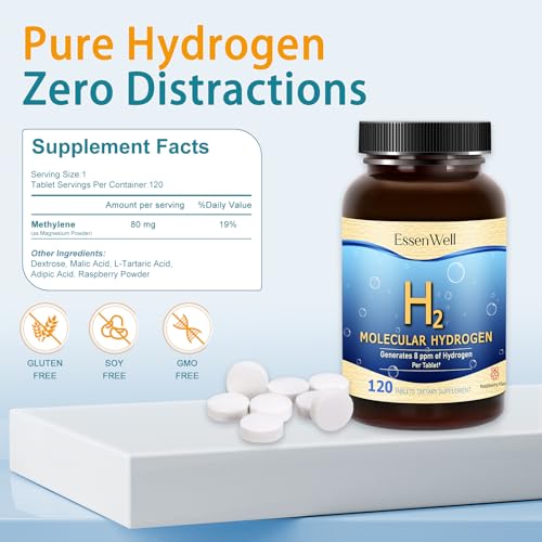 EssenWell Molecular Hydrogen Tablets, 120 Count, 8 ppm per Tablet, Raspberry Flavor, Dietary Supplement VV02 - Image 3