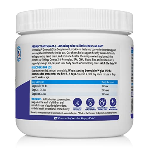 Glandex Vetnique Dermabliss Omega & Skin Supplement Chews For Dogs (60Ct) Anal Gland Hygienic Dog Wipes (100Ct) Bundle #TOP6