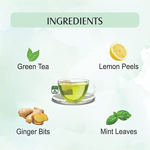 Image of APSARA Lemon Mint Ginger Green Tea Bags 10 pcs Herbal Tea For Immunity Boosting 10 Tea Bags