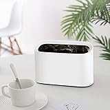 Small Trash Can Mini Plastic Desk Garbage Can Waste Basket for Kitchen Bathroom Bedroom Office Restroom Living Room, Tiny Trash Bin Countertop Little Compact Simple Modern Wastebasket 1.5 Liter White