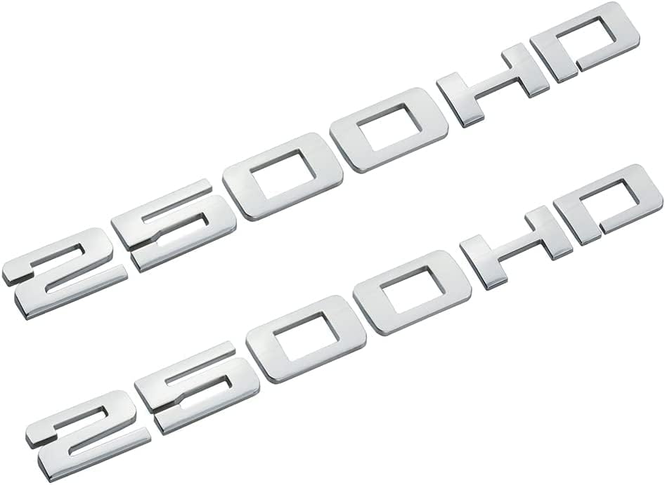 Image of 2pc 2500HD 2500 HD Emblem 3D Decal Suitable for Both Side Doors or Tail Doors (Silver)