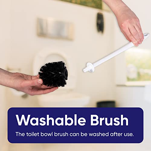 Image of Modern Toilet Brush and Holder, White Toilet Bowl Scrub Brush with Storage Caddy, Bathroom Cleaner. by Superio