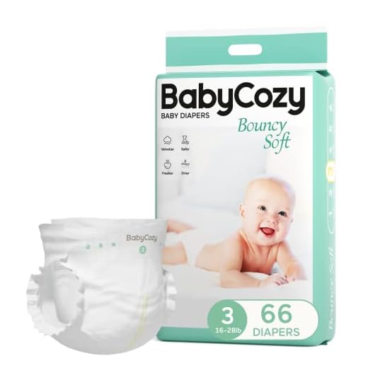 Baby Diapers Size 3(16-28lb),66 Count Babycozy Dry Disposable Diapers,Bouncy Soft Diapers Hypoallergenic Without Chlorine, Eco Friendly,Stop Overnight Diapers Leak