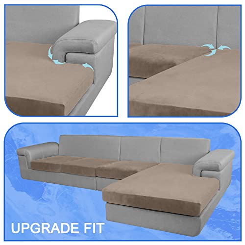 Ulticor Sectional Sofa Seat Covers, 4 Piece L Shape Sofa Seat Cushion Covers, Separate Seat Cushion Covers And Chaise Cover, For Both Left Or Right Sectional Couches (Taupe) #TOP4