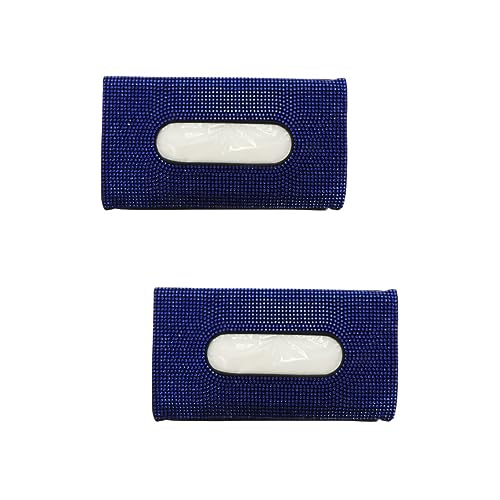 Boîte à mouchoirs voiture en cuir OUNONA lot de 2 distributeurs bleus suspendus pour pare-soleil