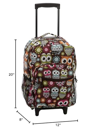 Image of Rockland Double Handle 17 inch Rolling Backpack, Owl