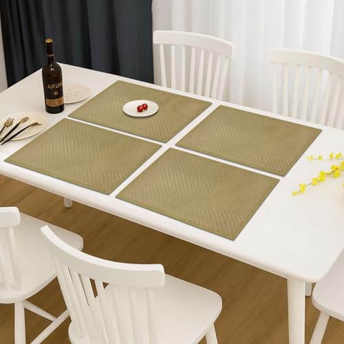 Image of Amazon Brand - Umi PVC Vinyl Basket Design Placemat STBT001 | Heat Resistant, Wipe Clean, Anti-Skid Table Mats for Dining Table, Kitchen & Home Decor (30x45 CM Yellow Set of 4)