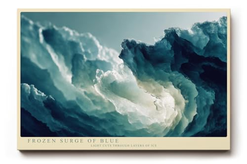 Paul Sinus Tableau mural La Reine des Neiges Surge of Blue - Structure abstraite de glace et d'eau - Art moderne - Pour salon et bureau